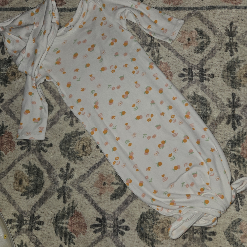 Nordstrom Baby Hooded Gown with Orange and Green Print